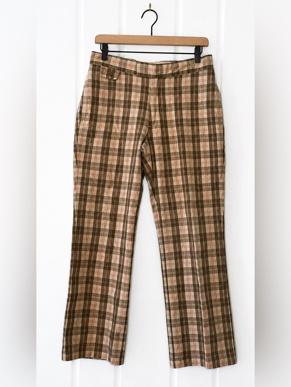 Original Penguin Plaid Golf Pants Women’s 30 Brown Orange Cotton Preppy Mod Y2K